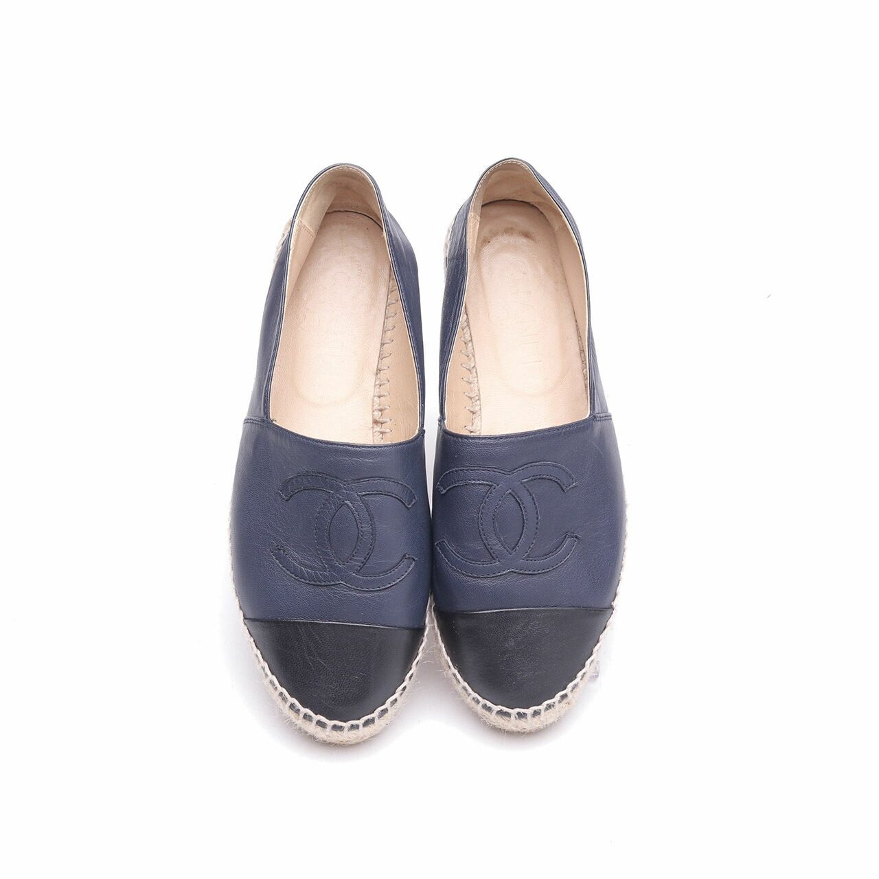 Chanel Navy/Black Espadrille Flat Shoes