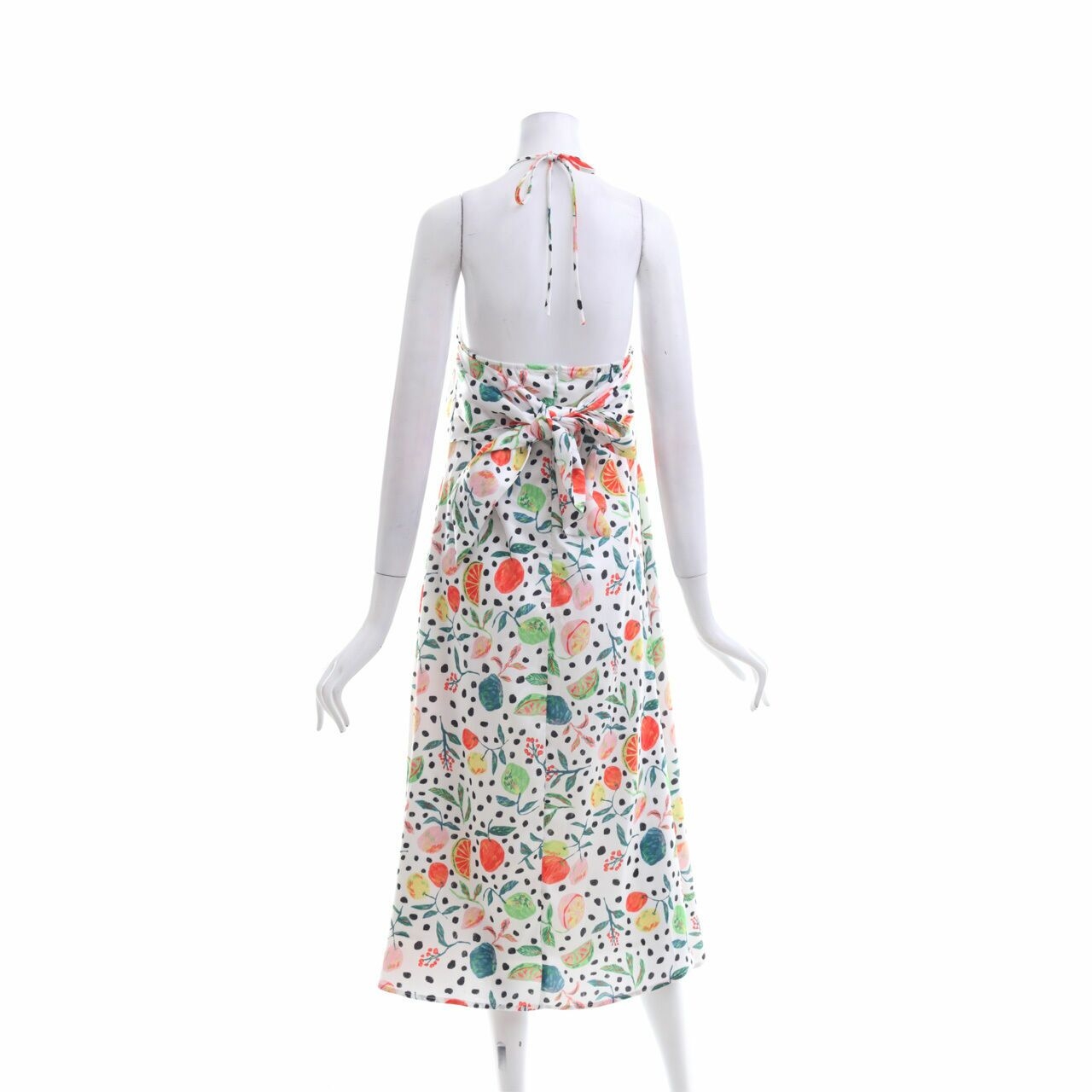 Pomelo. White Multi Printed  Halter Neck Mini Dress