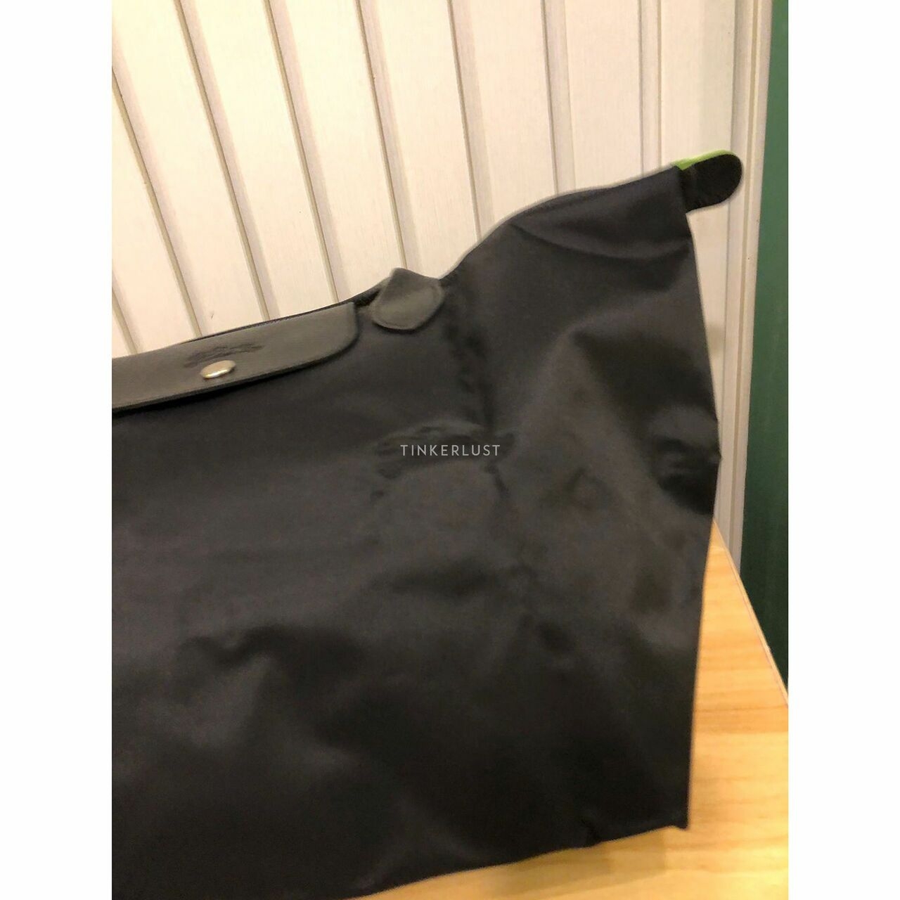 Longchamp Le Pliage Green Medium Top Handle Black