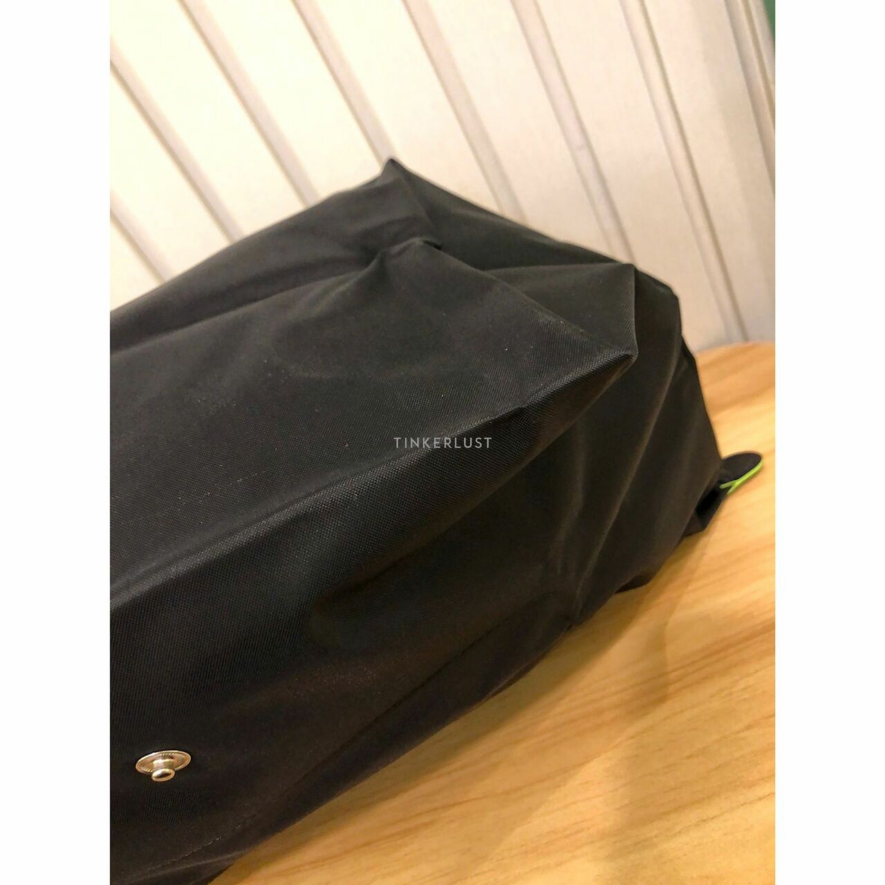 Longchamp Le Pliage Green Medium Top Handle Black