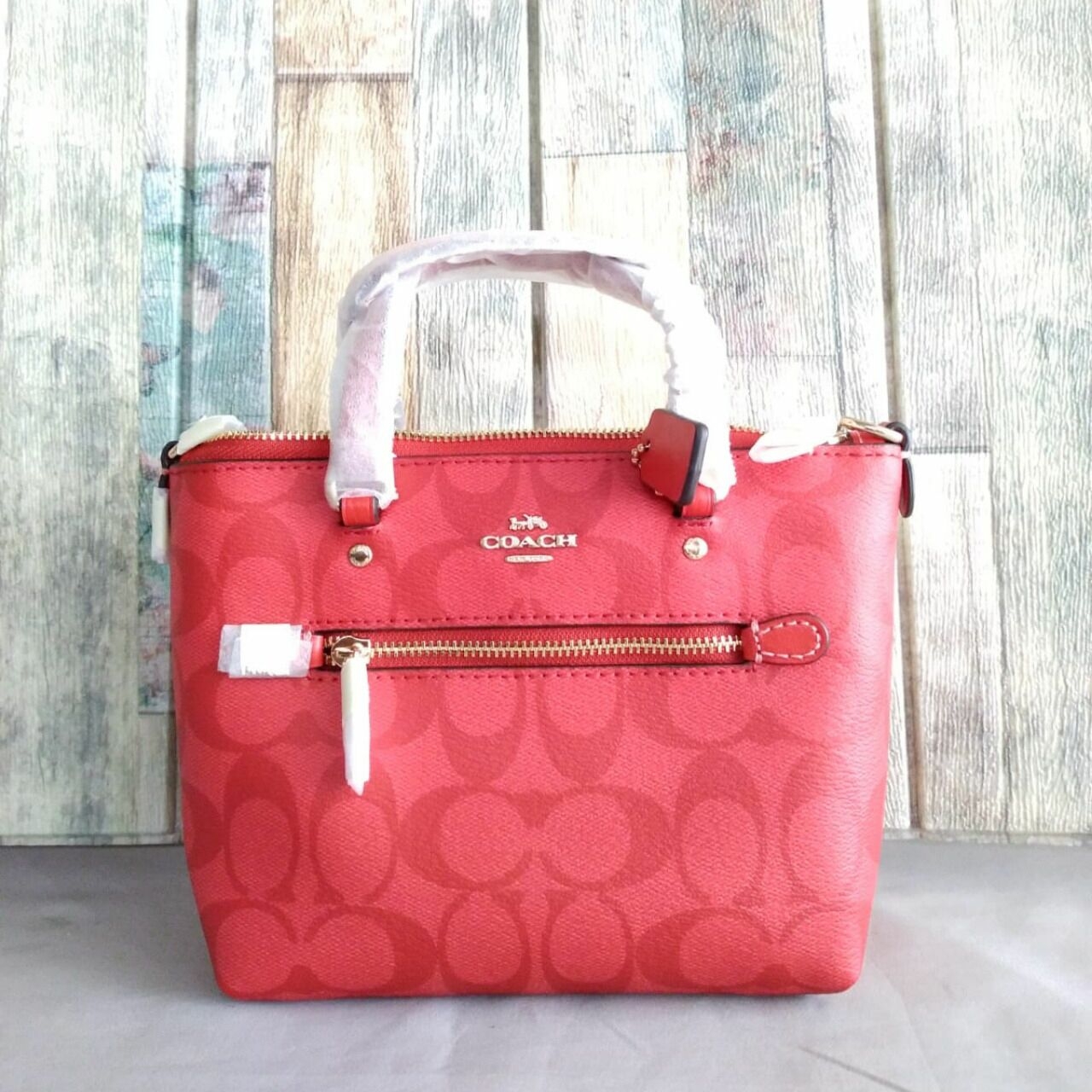 Coach Ca721 Signature Mini Gallery Crossbody Miami Red