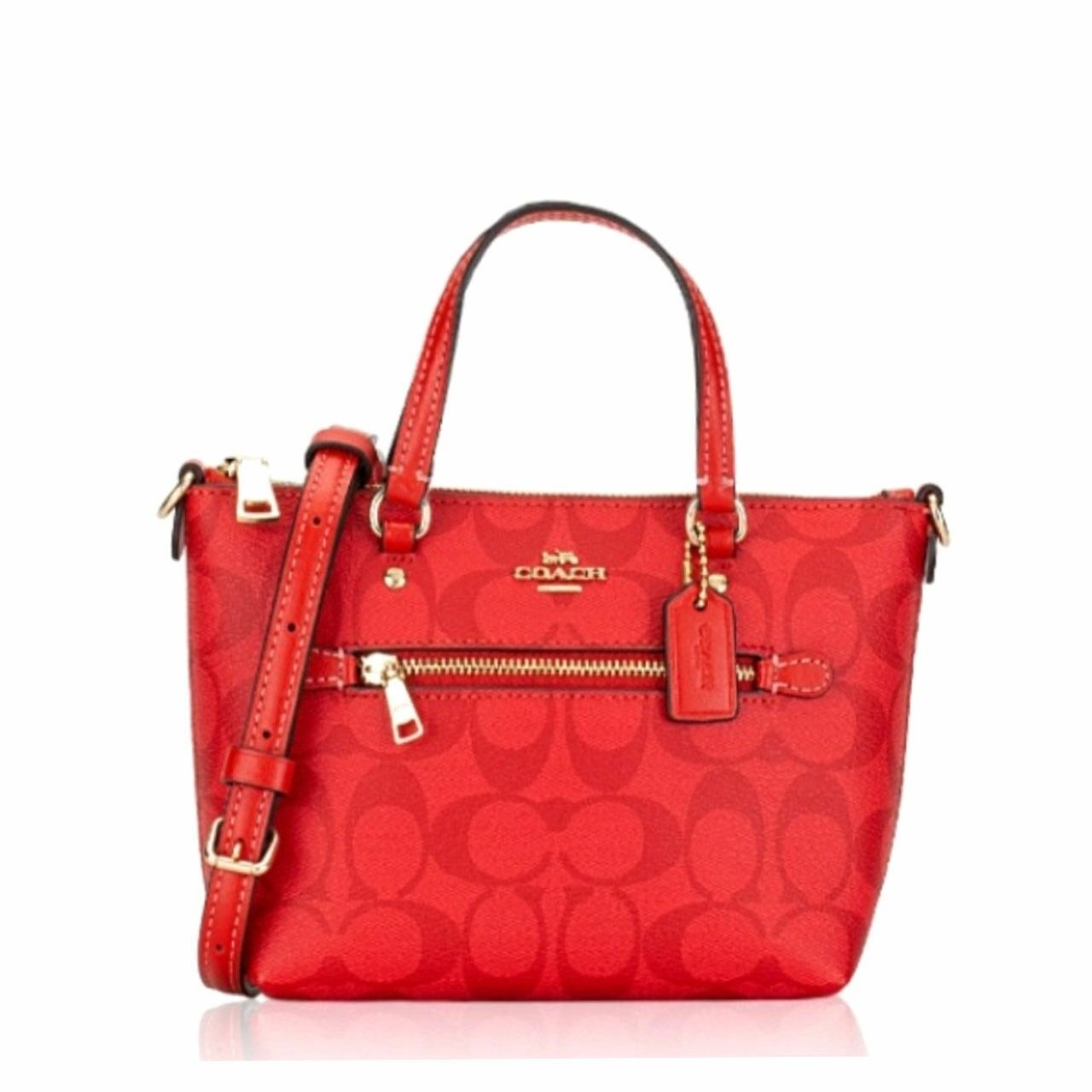 Coach Ca721 Signature Mini Gallery Crossbody Miami Red