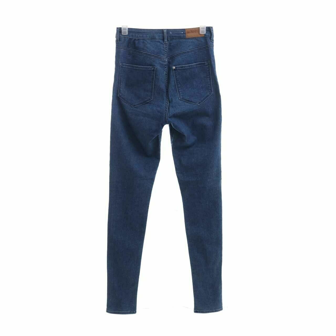 H&M Dark Blue Denim High Waist Long Pants