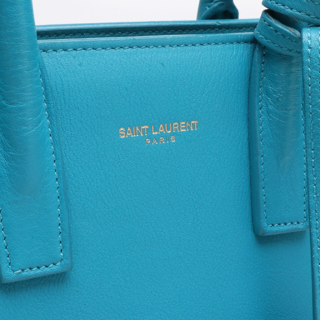 Yves Saint Laurent Turquoise Blue Calfskin Leather Nano Sac De Jour Satchel