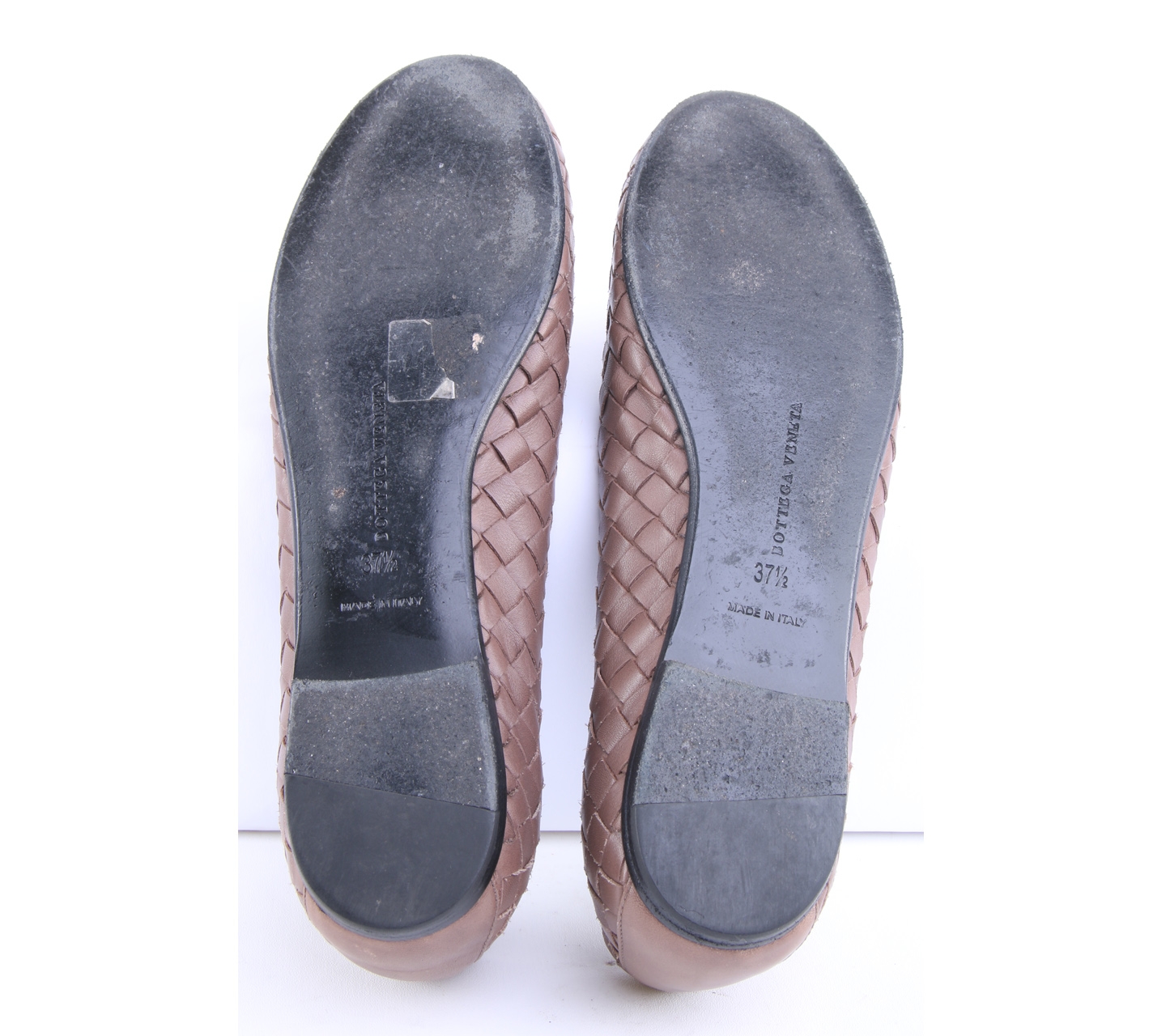 Bottega Veneta Brown Woven Ballerina Flats