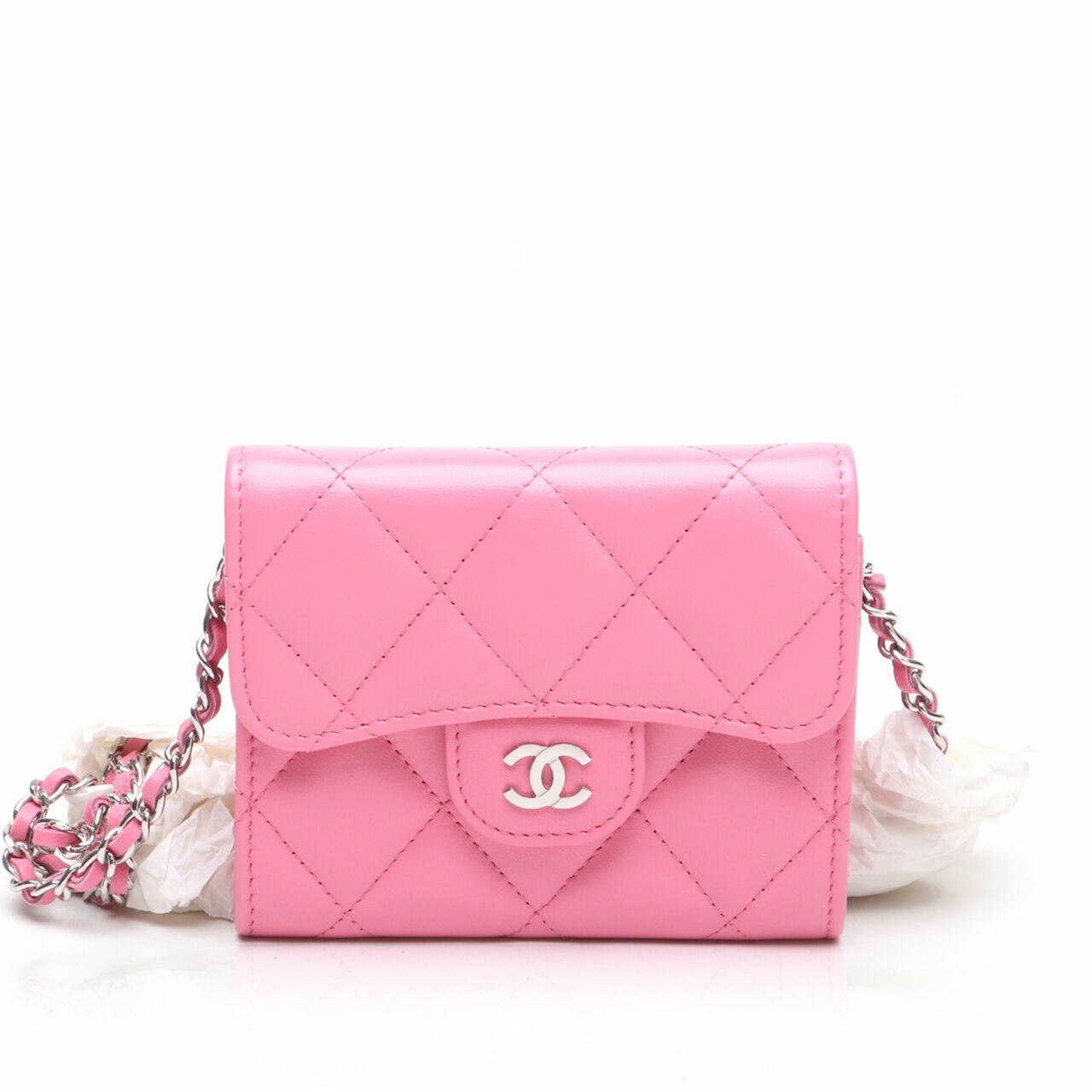 Chanel Mini Wallet On Chain Pink Lambs SHW # 31