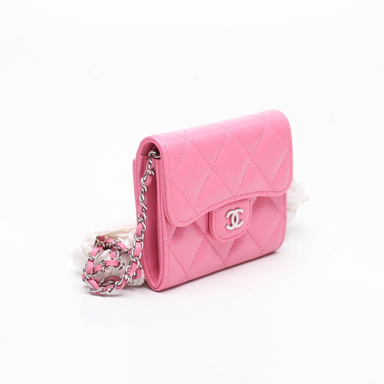 Chanel Mini Wallet On Chain Pink Lambs SHW # 31