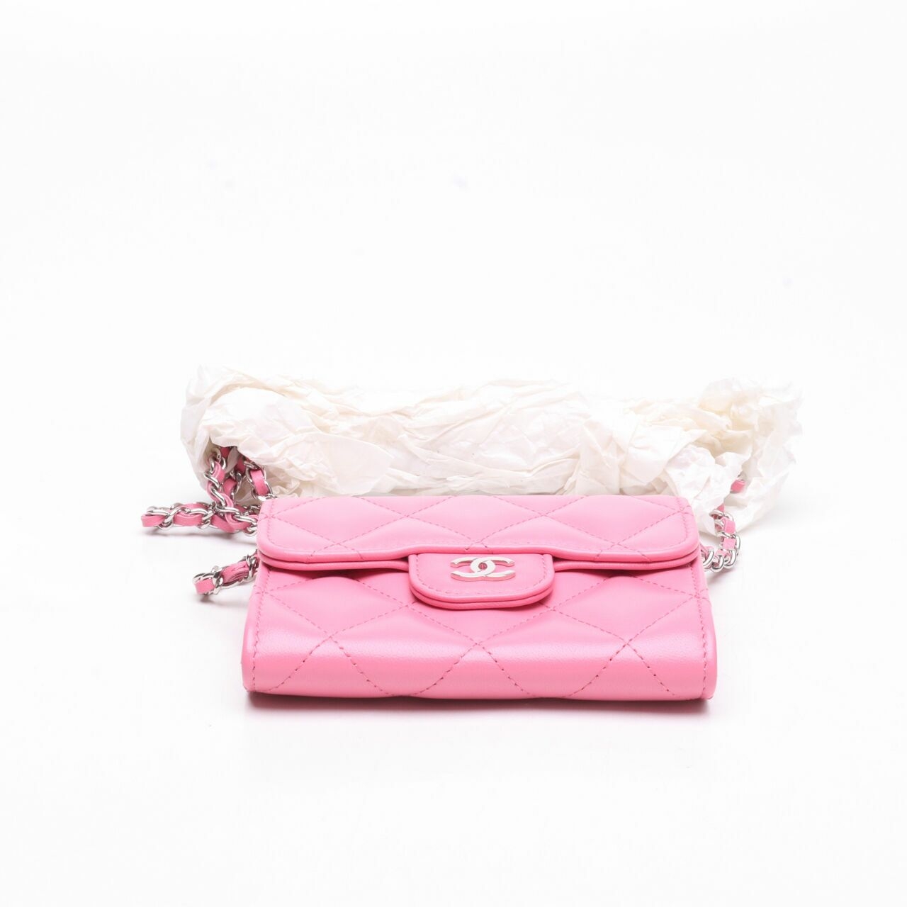 Chanel Mini Wallet On Chain Pink Lambs SHW # 31