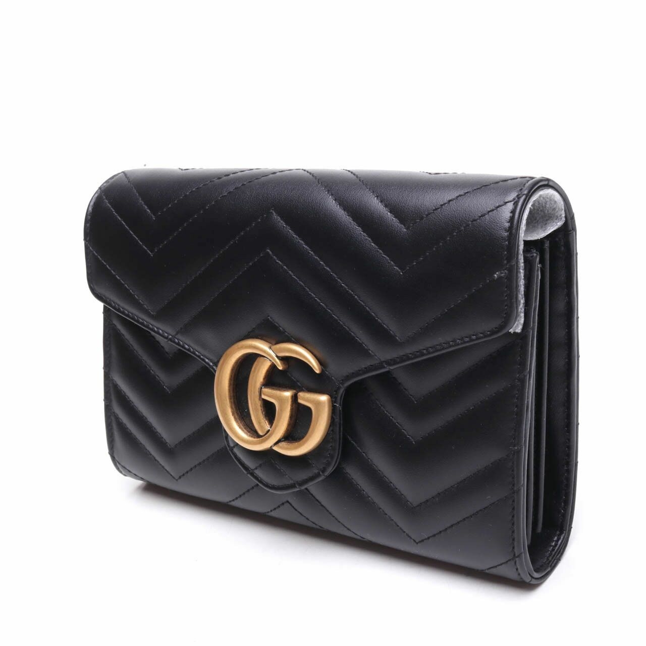 Gucci Calfskin GG Marmont Chain Wallet Black