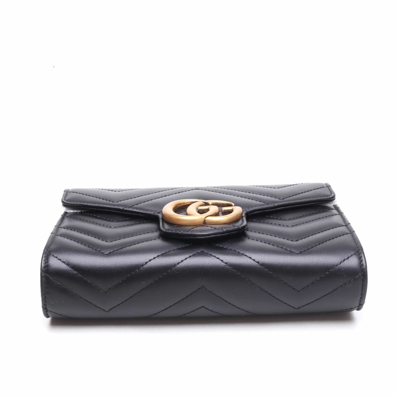 Gucci Calfskin GG Marmont Chain Wallet Black