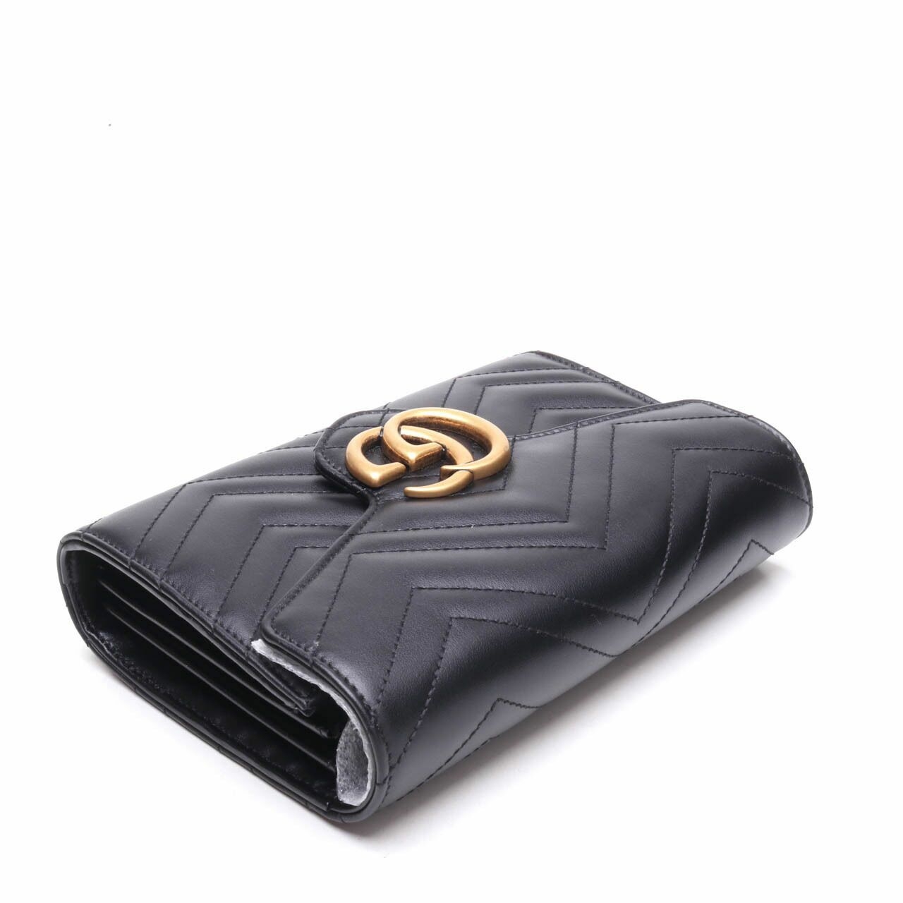 Gucci Calfskin GG Marmont Chain Wallet Black