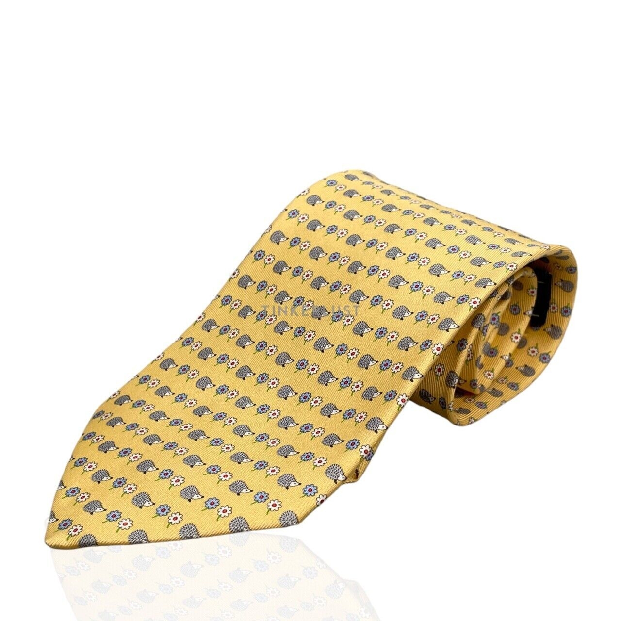 Salvatore Ferragamo Yellow Pattern Silk Tie