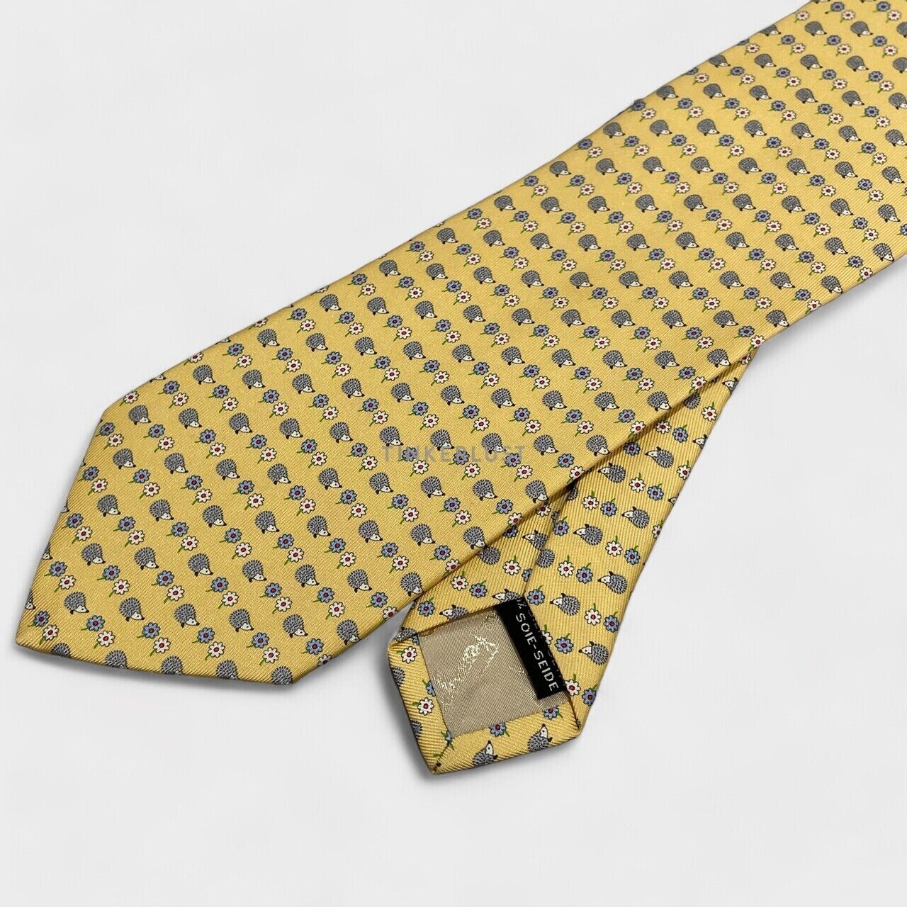 Salvatore Ferragamo Yellow Pattern Silk Tie