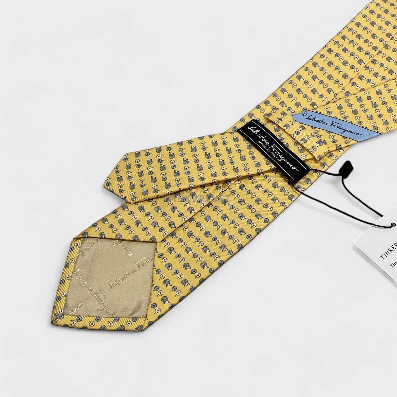 Salvatore Ferragamo Yellow Pattern Silk Tie