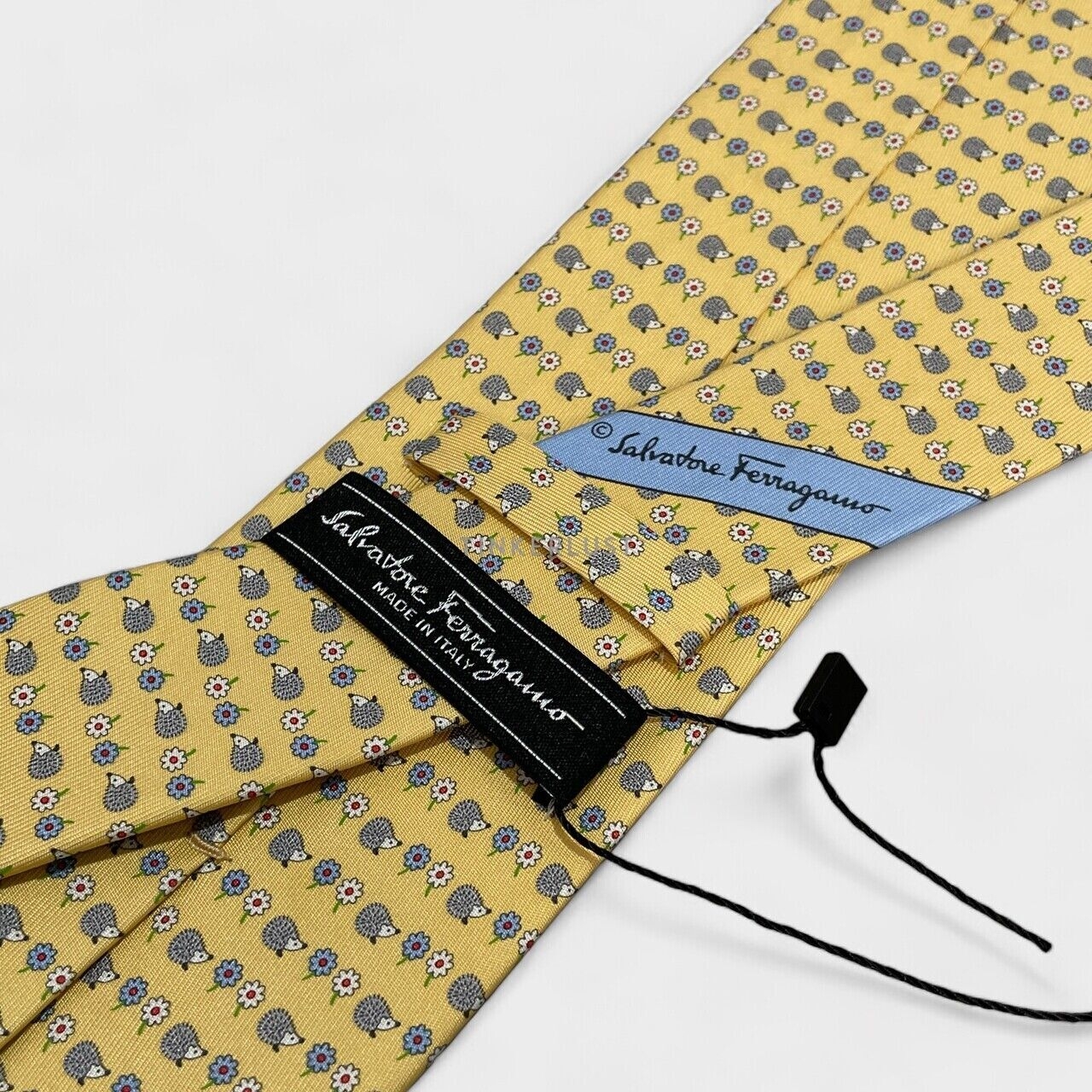 Salvatore Ferragamo Yellow Pattern Silk Tie