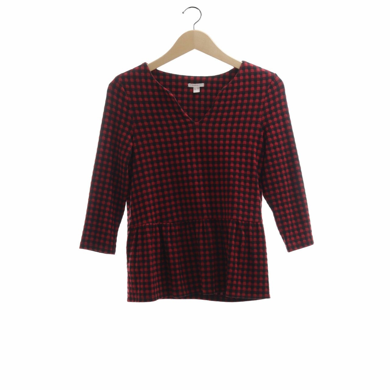 Esprit Black & Red Plaid Blouse