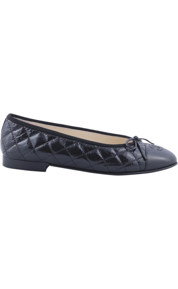 Chanel Black Quilted Ribbon Flats Shoes