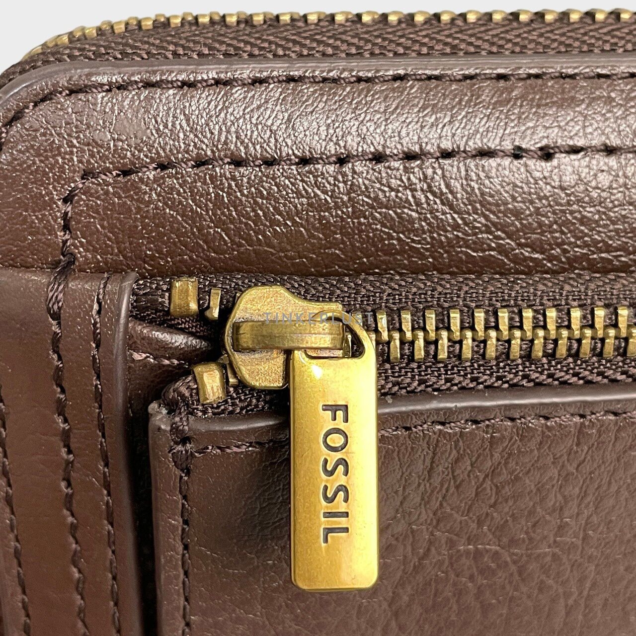 Fossil Logan Dark Brown Zip Around Wallet 