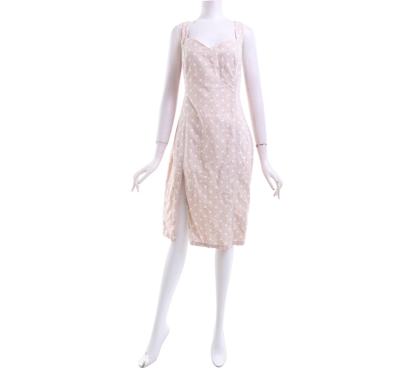 Mink Pink Light Brown & White Polkadots With Slit Mini Dress