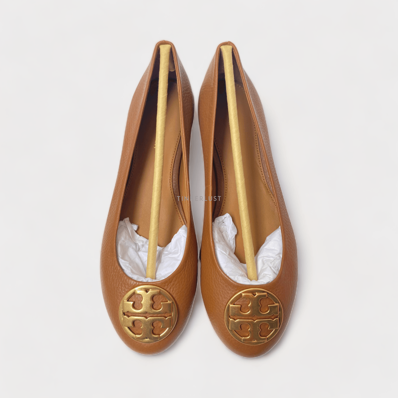 Tory Burch Chelsea Ballet Flat Superstorm Embossed Royal Tan Pebbled Leather Flats