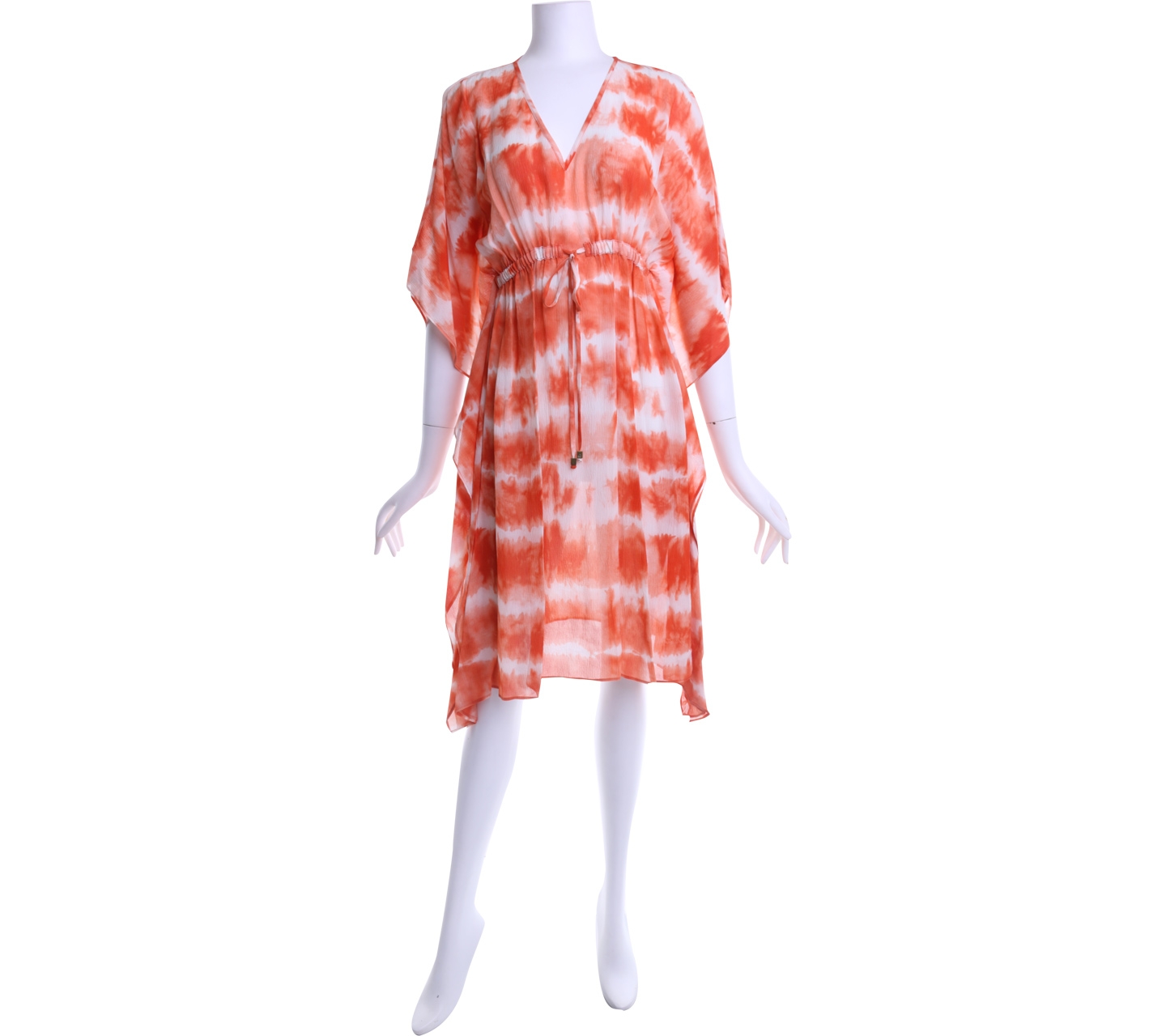 Michael Kors Orange And White Abstract Mini Dress