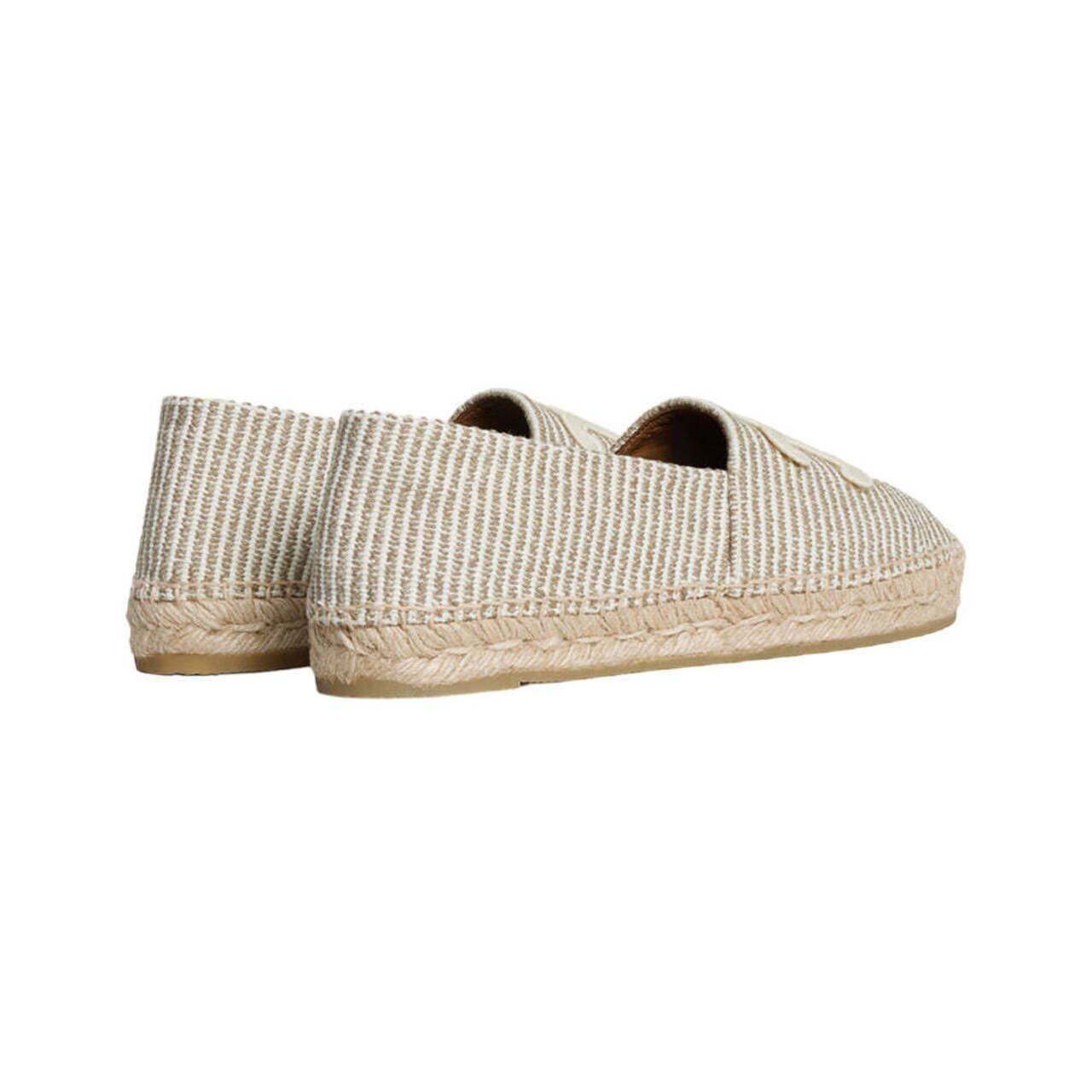 Celine Triomphe Les Espadrilles Striped Canvas Embroidered Patch Beige/Ecru