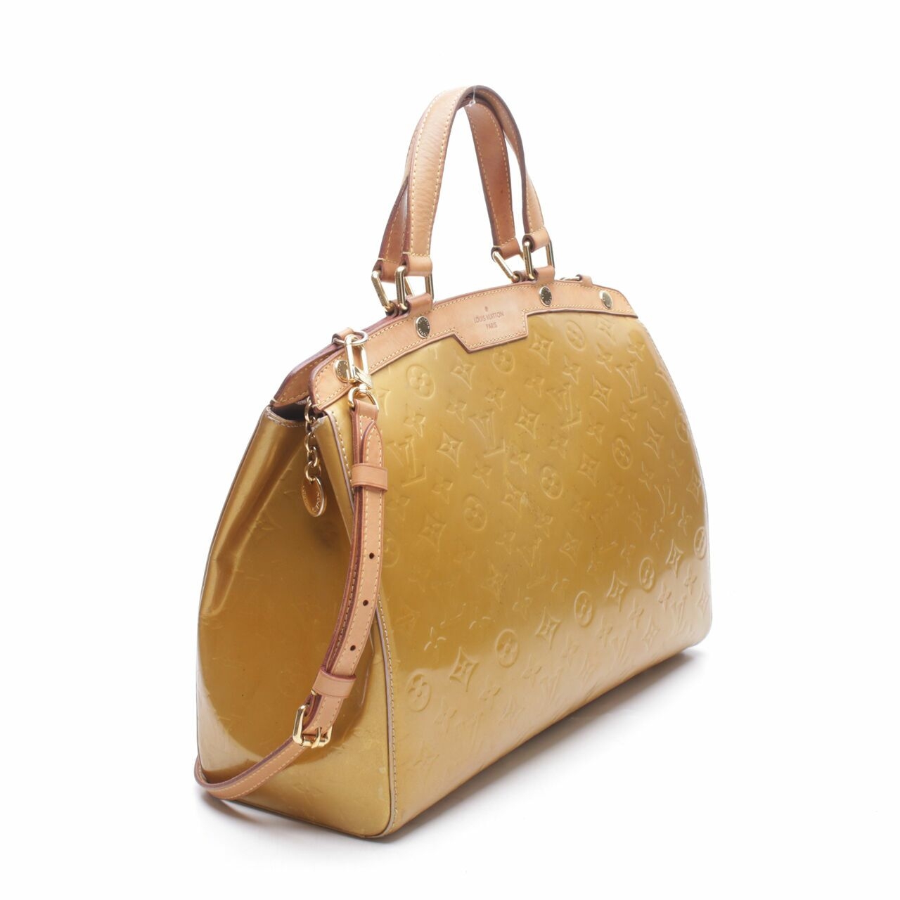  Louis Vuitton Brea Monogram Vernis Gold Satchel Bag