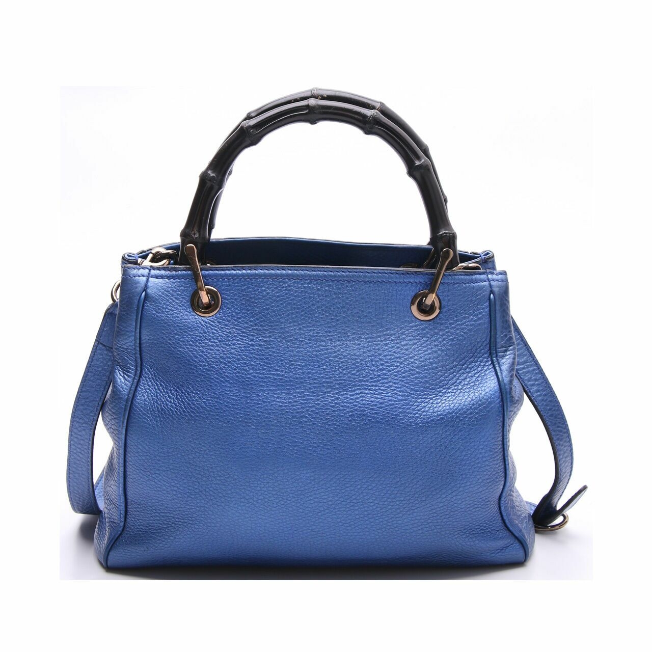 Gucci Gucci Bamboo Handbag in Metallic Blue Leather Satchel Bag