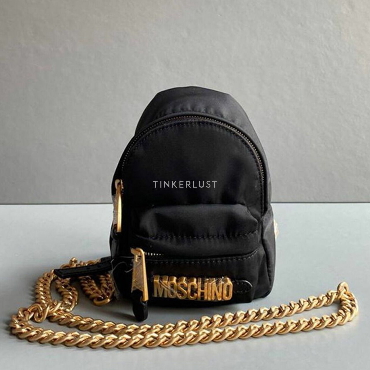 Moschino Mini Logo Nylon Black GHW Backpack