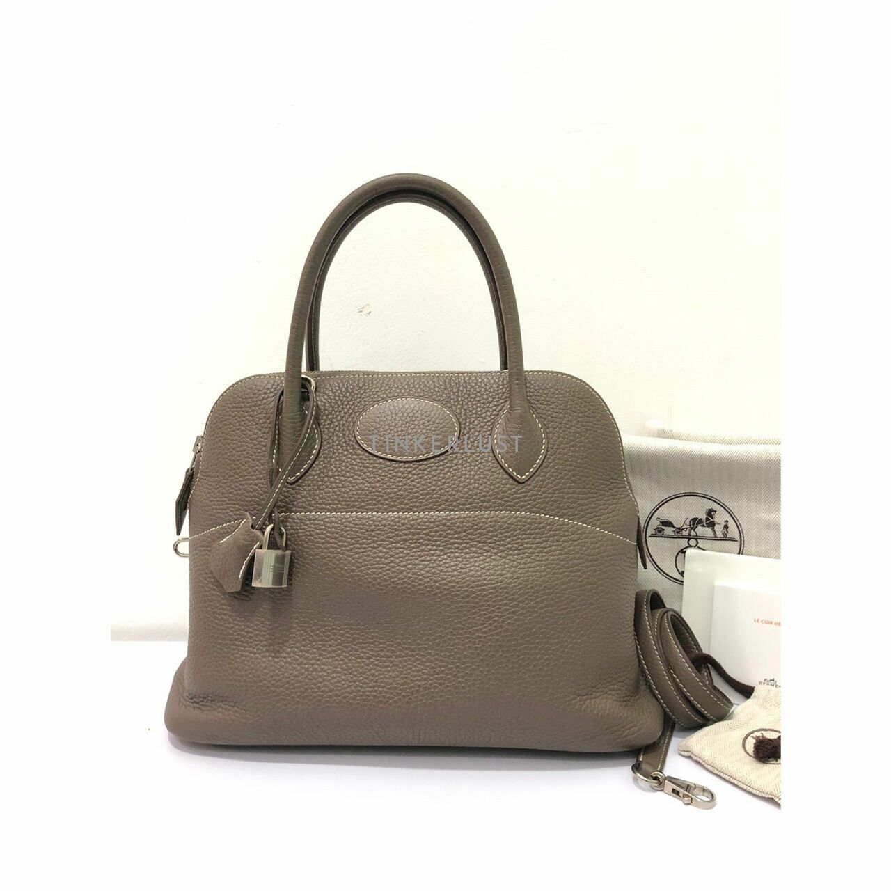 Hermes Bolide 31 Etaupe Clemence PHW #T Satchel