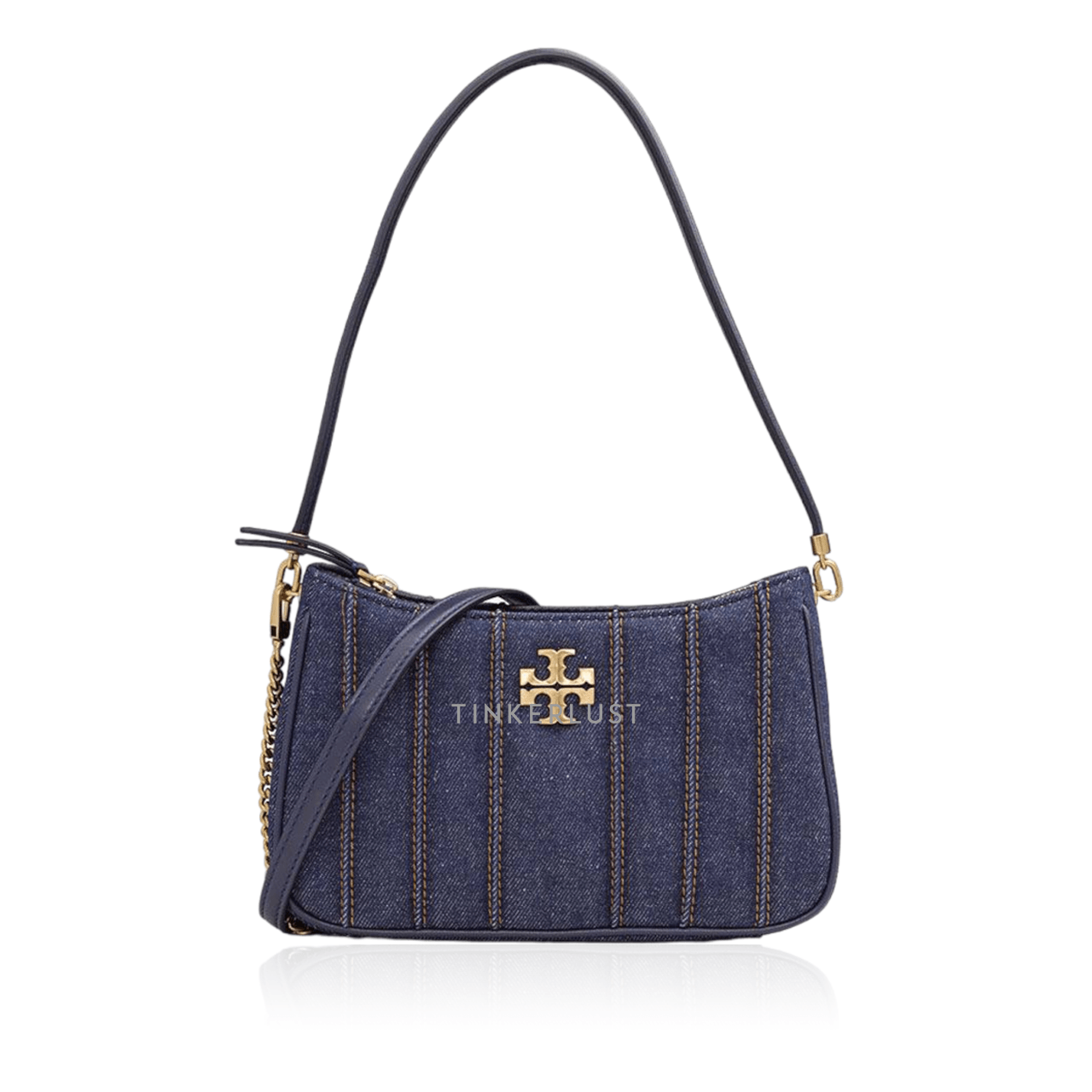 Tory Burch Mini Kira Denim Shoulder Bag in Tory Navy GHW