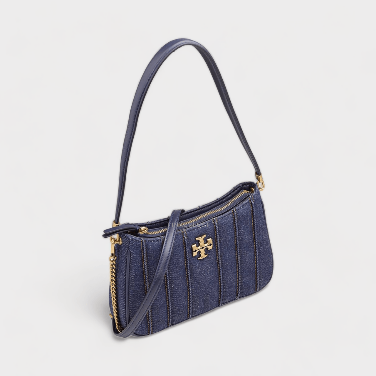 Tory Burch Mini Kira Denim Shoulder Bag in Tory Navy GHW