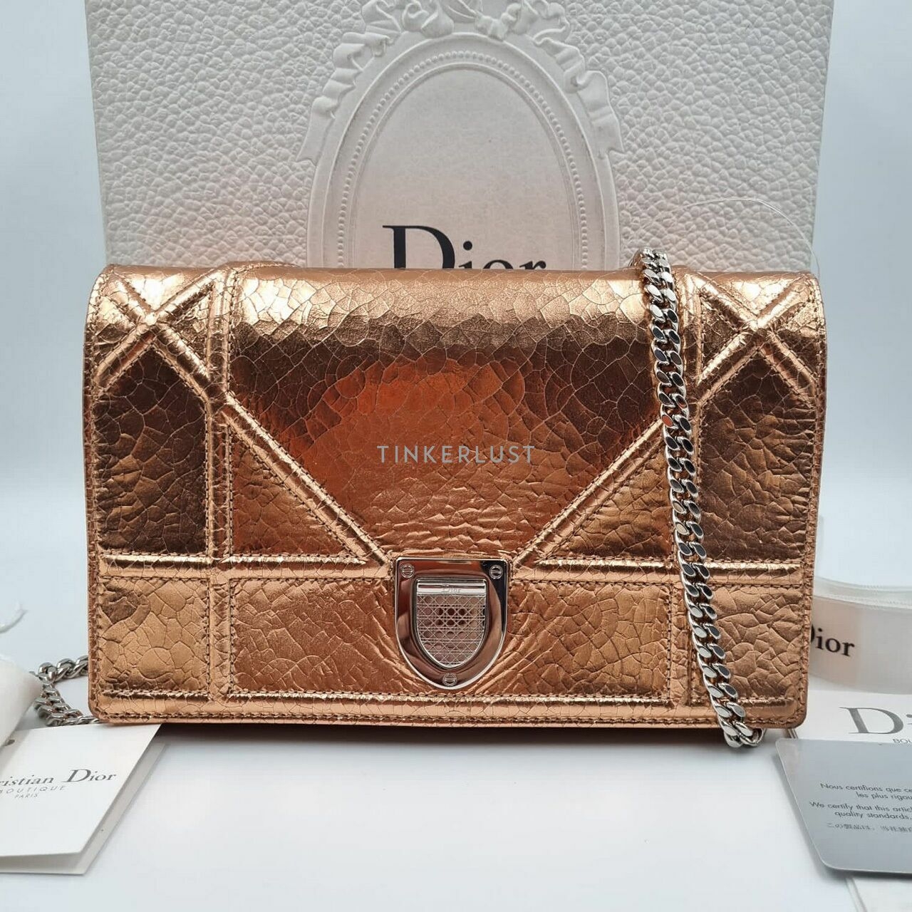 Christian Dior Diorama Pouch Rose Gold Deerskin 2016 Sling Bag