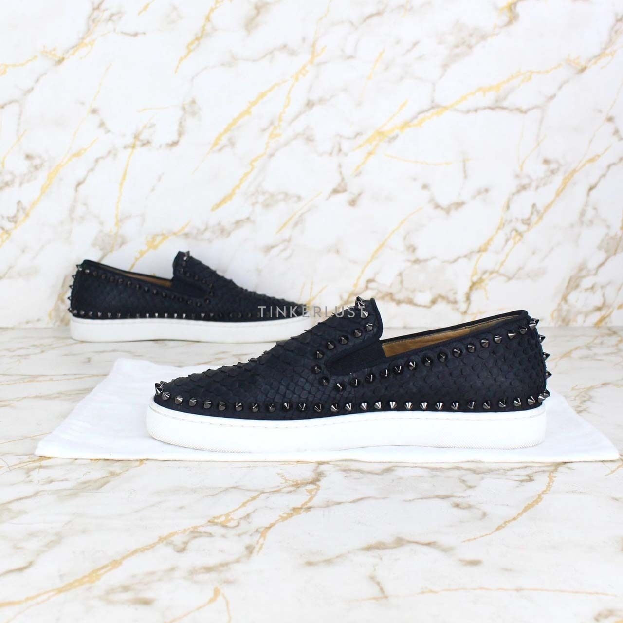 Christian Louboutin Pikboat Snakeskin Black & White Sneakers