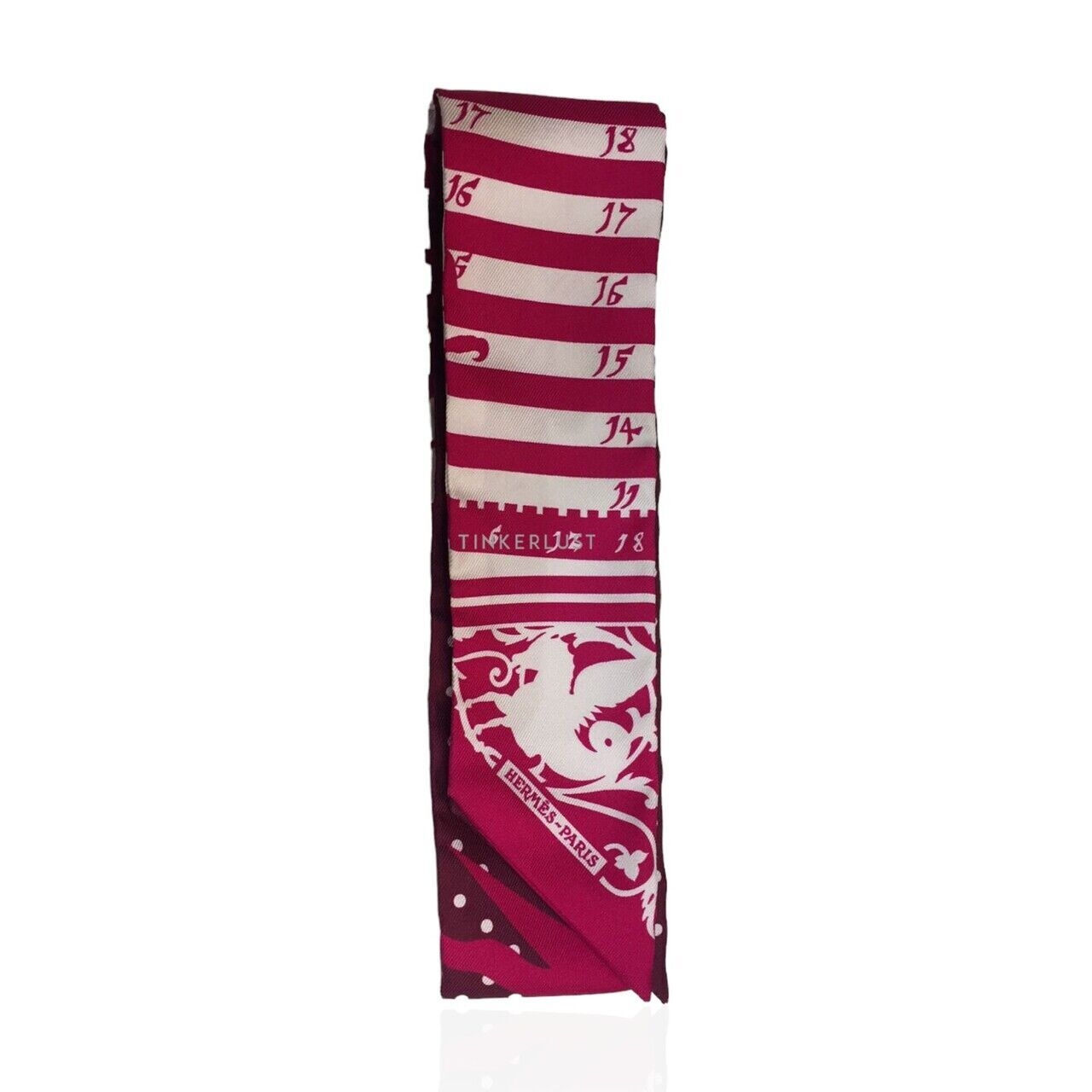 Hermes Twilly Astrologie a Pois Pink Fucshia White Scarf