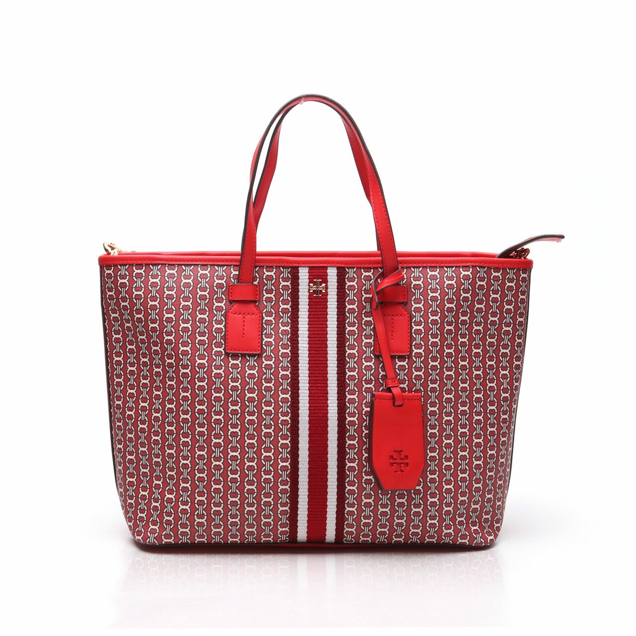 Tory Burch 53304 Gemini Link Canvas Small Tote Dutch Red