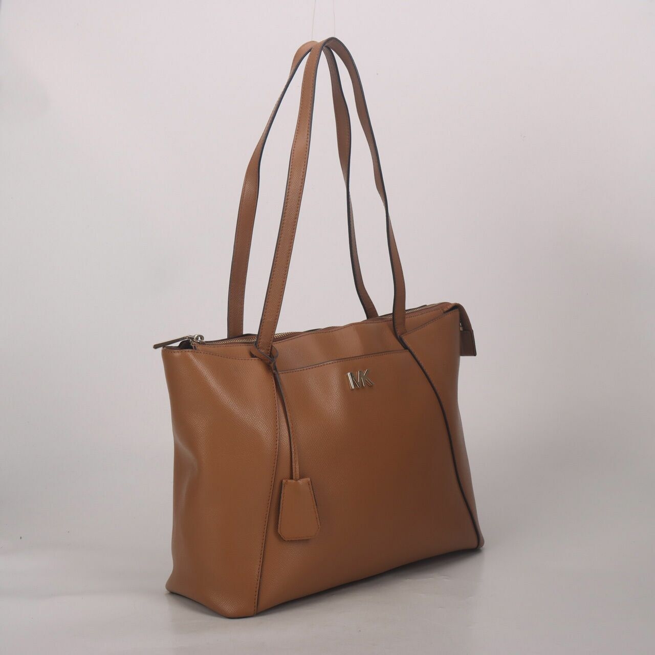 Michael Kors Maddie Medium Crossgrain Leather Tote Brown