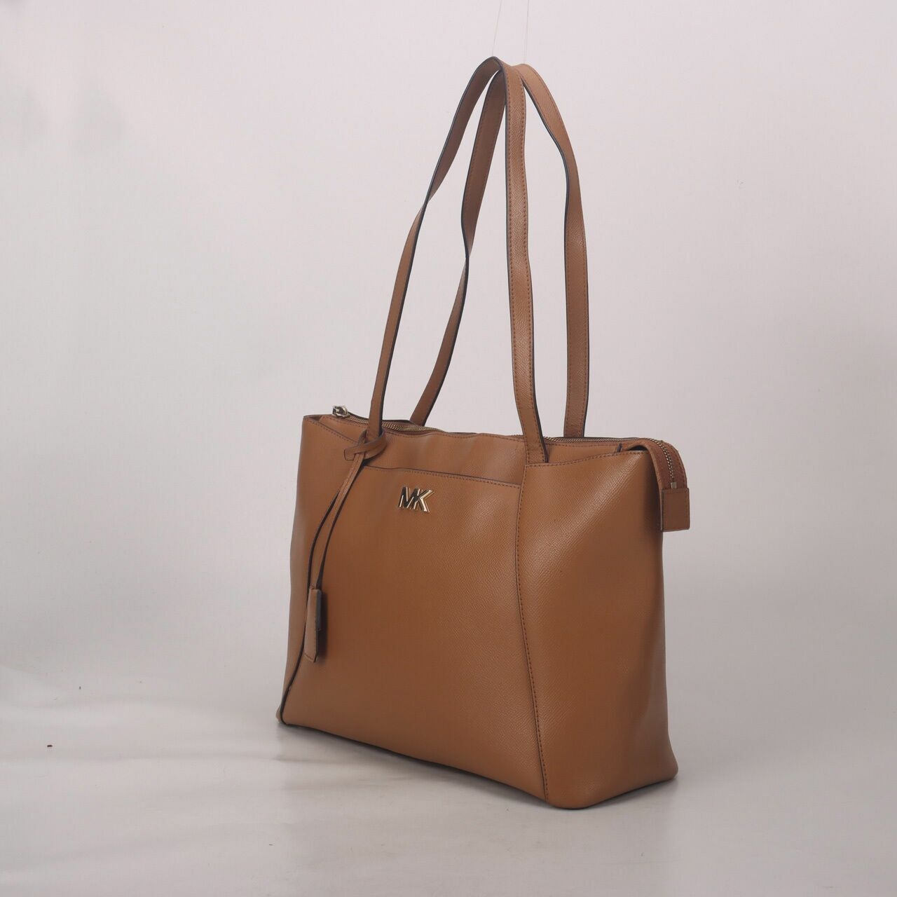 Michael Kors Maddie Medium Crossgrain Leather Tote Brown