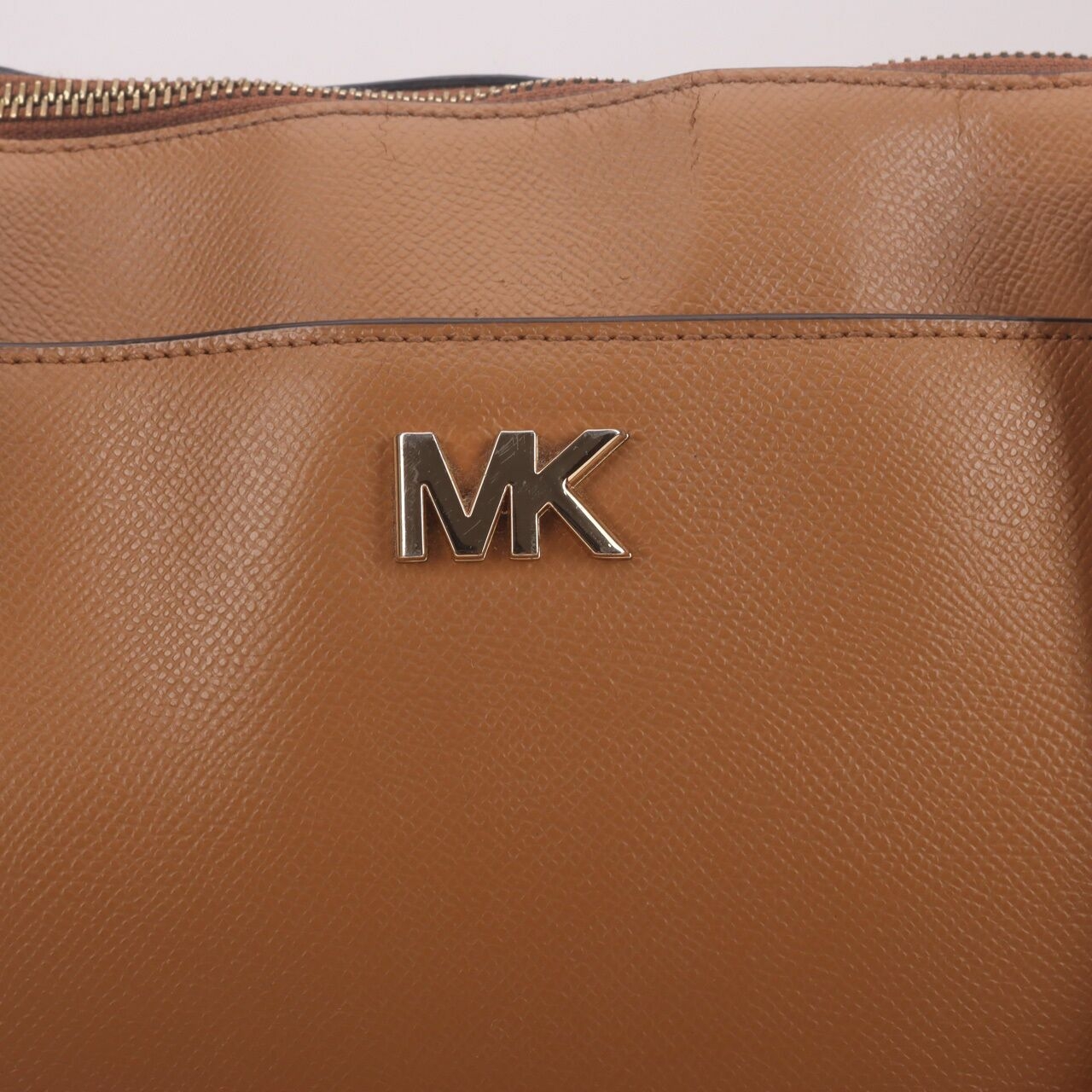 Michael Kors Maddie Medium Crossgrain Leather Tote Brown