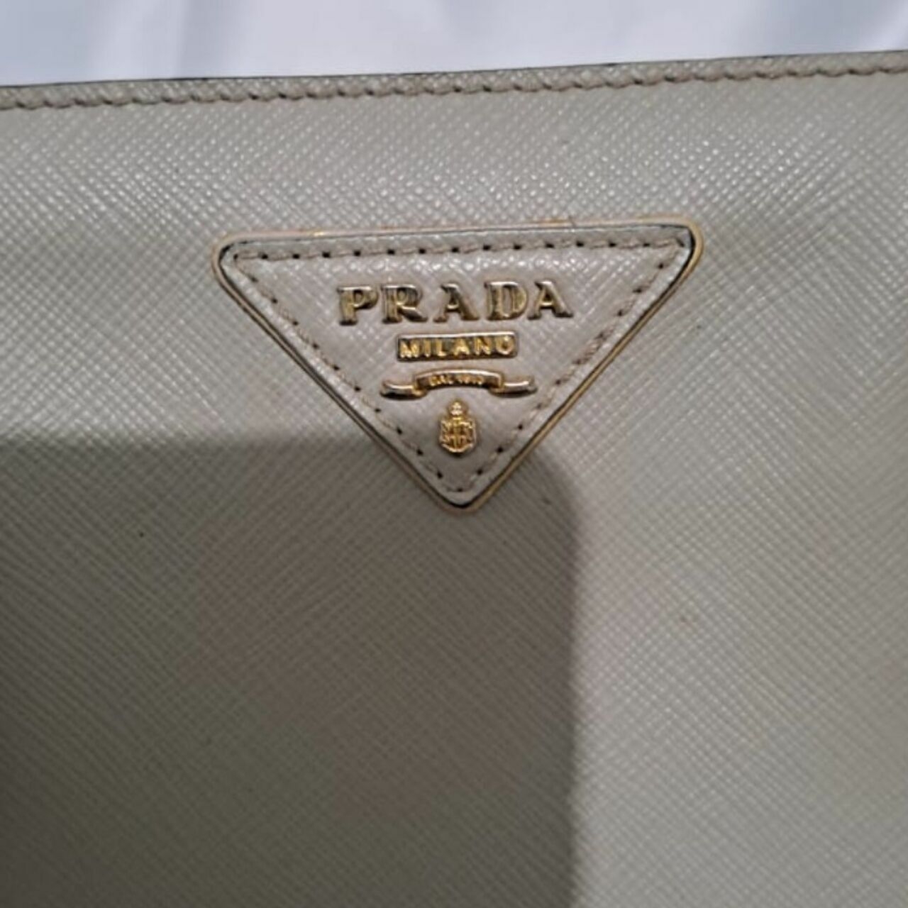 Prada Saffiano Double Zip Tote Bag Grey