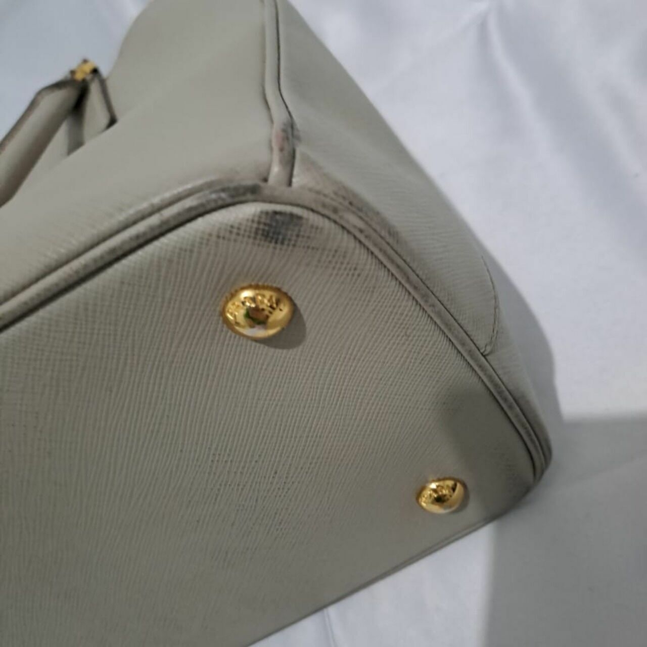 Prada Saffiano Double Zip Tote Bag Grey