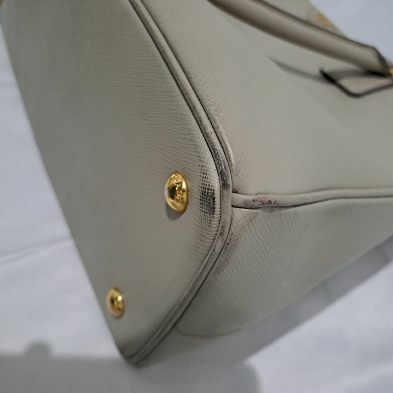 Prada Saffiano Double Zip Tote Bag Grey