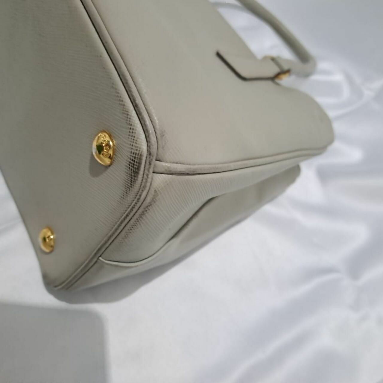 Prada Saffiano Double Zip Tote Bag Grey