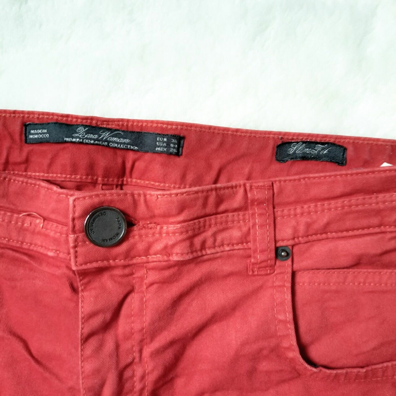 Zara Red Denim Pants