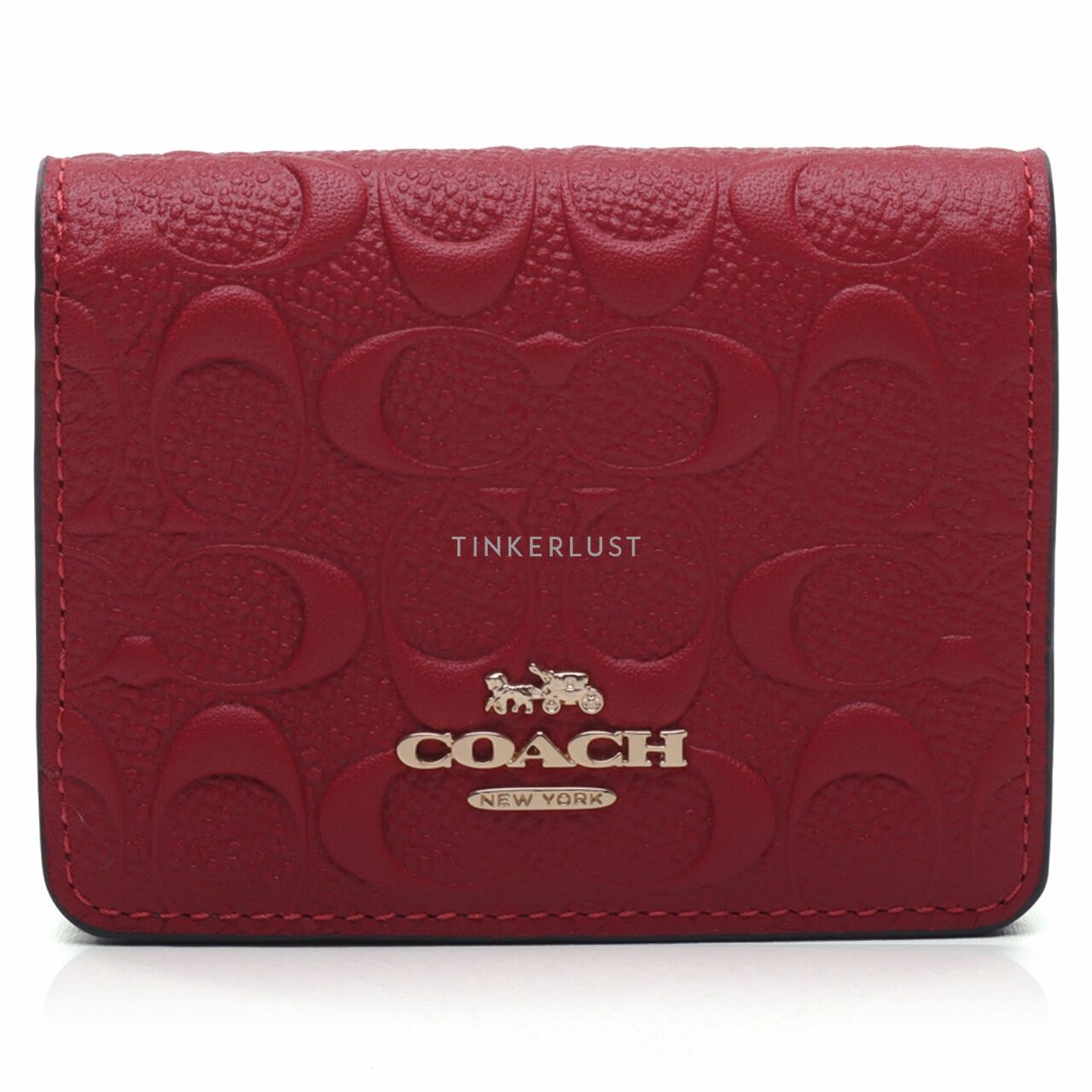 Coach C736 Red Signature Leather Wallet On Chain