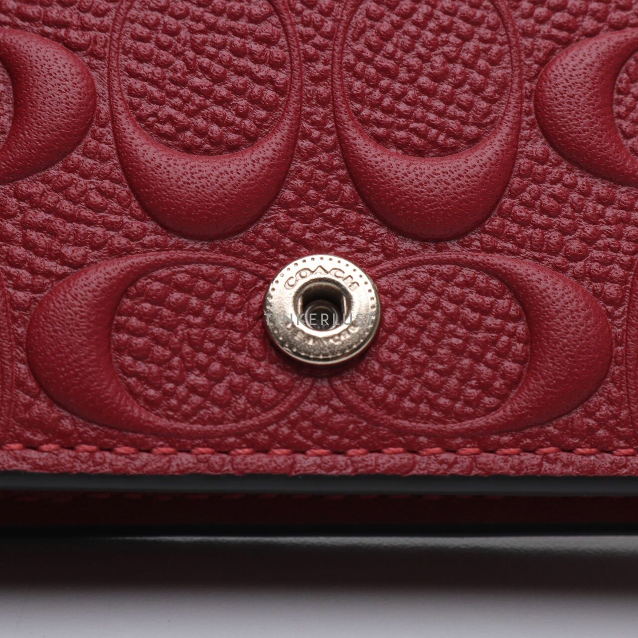 Coach C736 Red Signature Leather Wallet On Chain