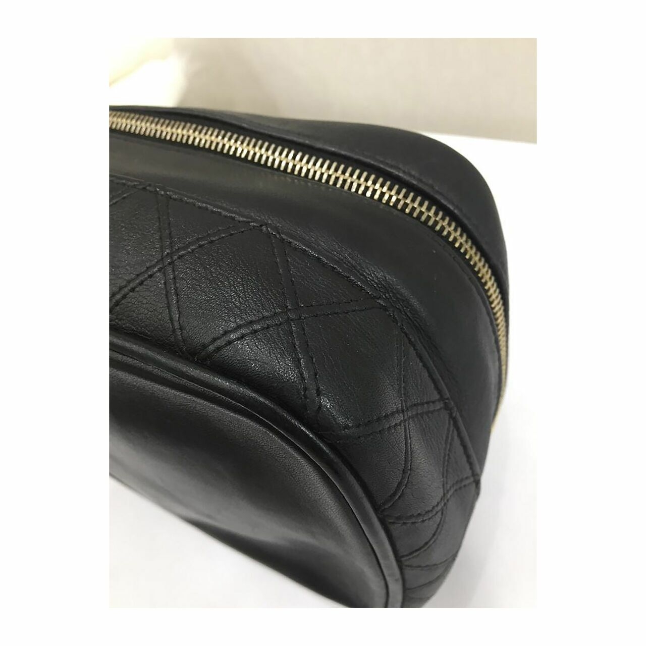 Chanel Cosmetic Case Black Lambskin GHW Pouch