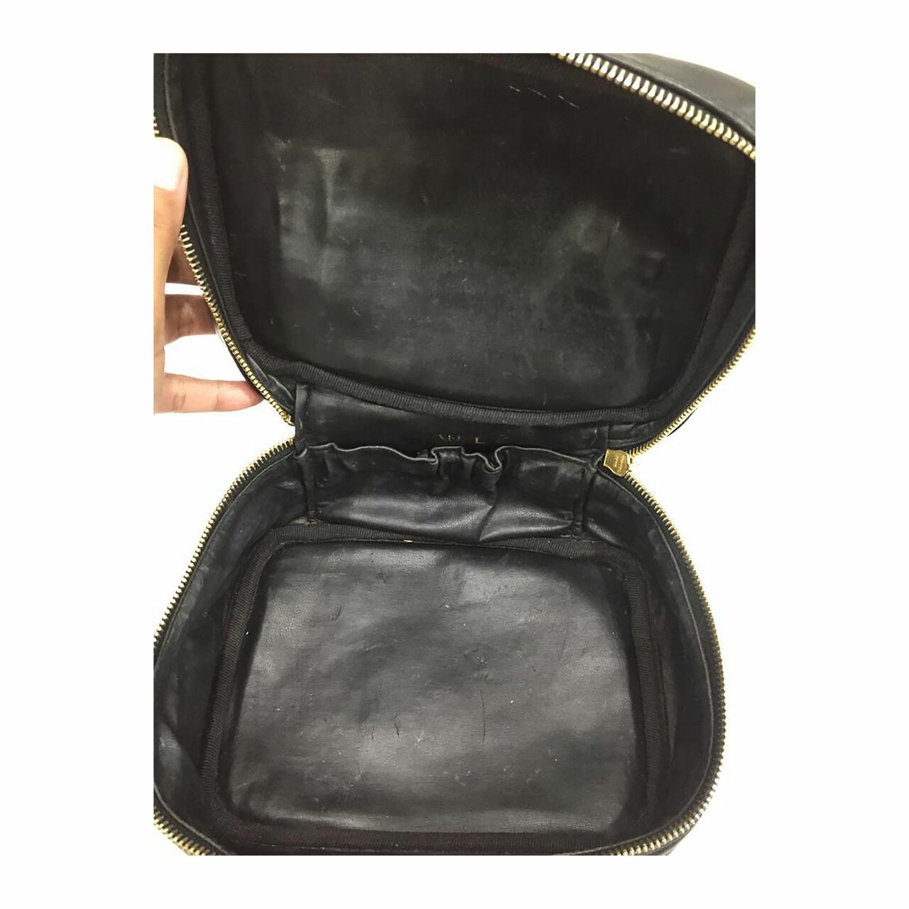 Chanel Cosmetic Case Black Lambskin GHW Pouch