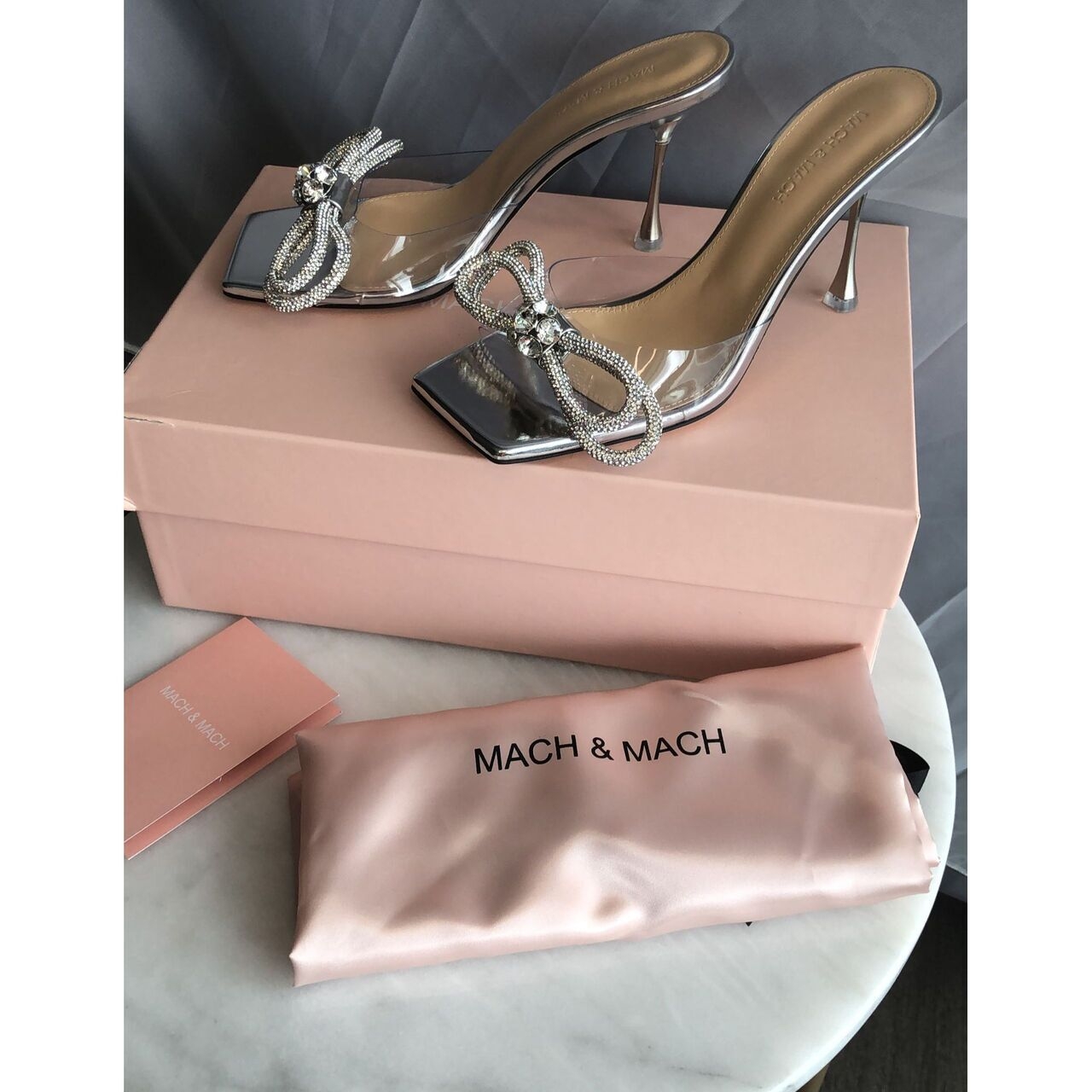 Mach & Mach Double Bow Silver Heels