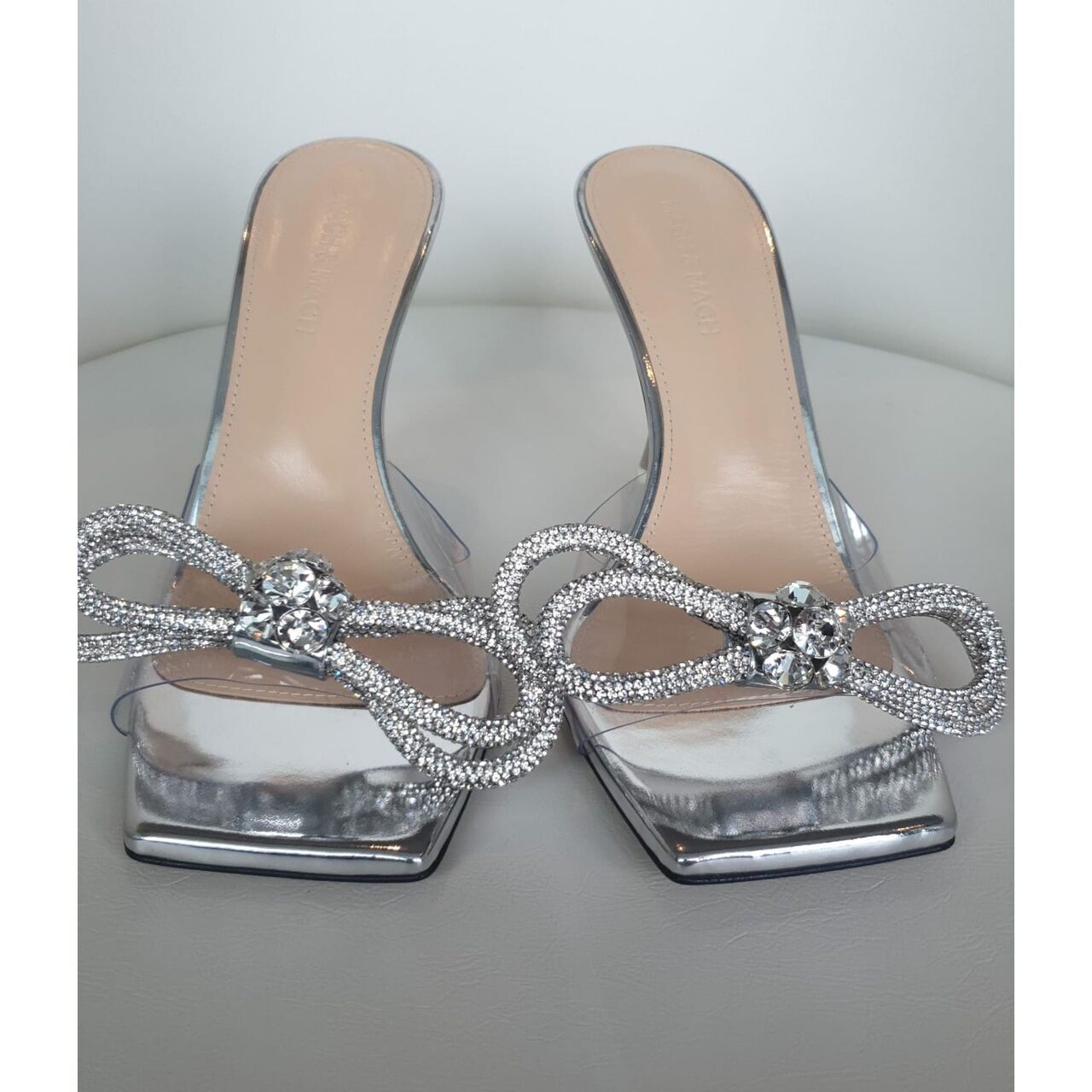 Mach & Mach Double Bow Silver Heels